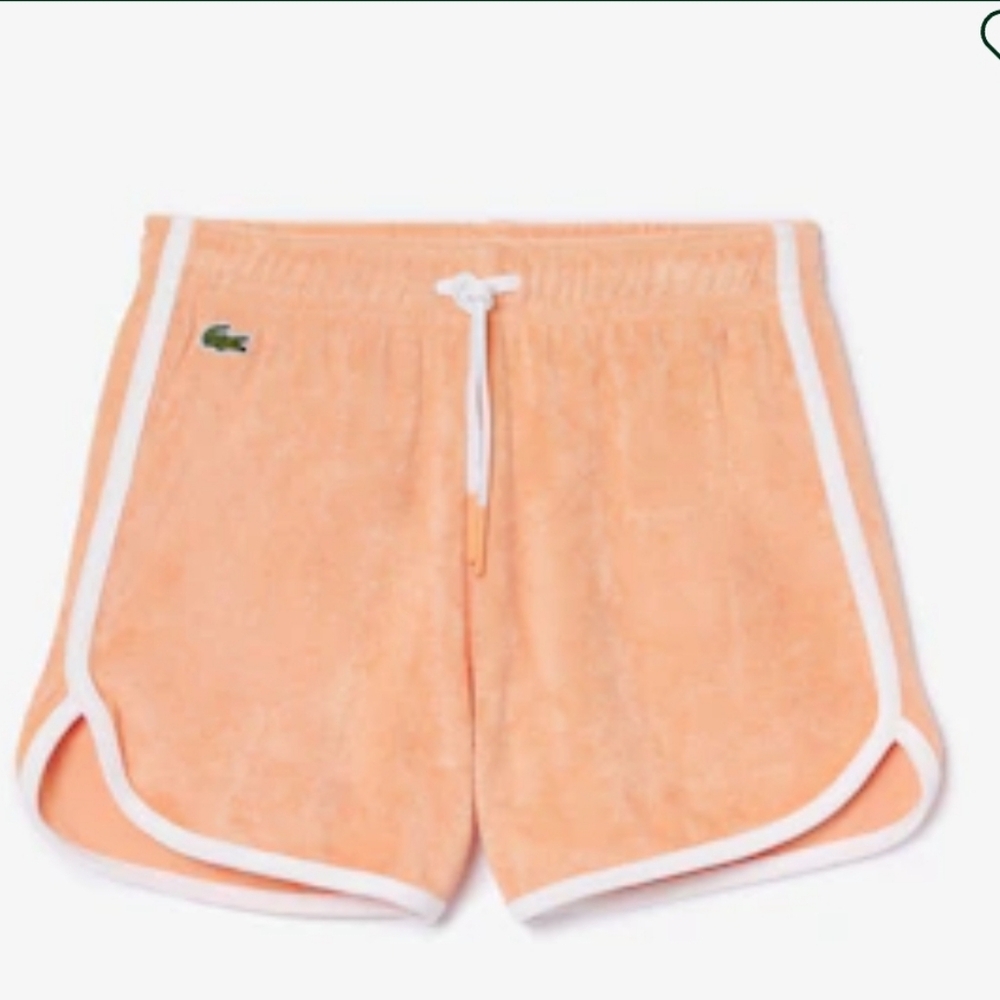 New Lacoste Kids Contrast Stripe Orange Terry Shorts Size 2A-2YR NWT